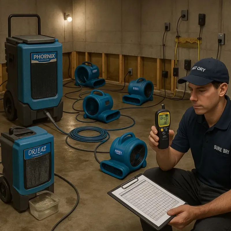 Structural Drying and Dehumidification process in McPherson, KS